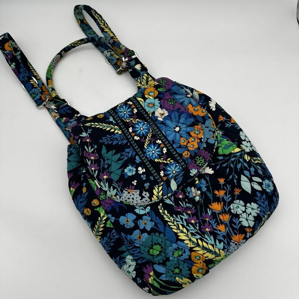 EUC - Vera Bradley convertible backpack to purse  midnight blues pattern 12